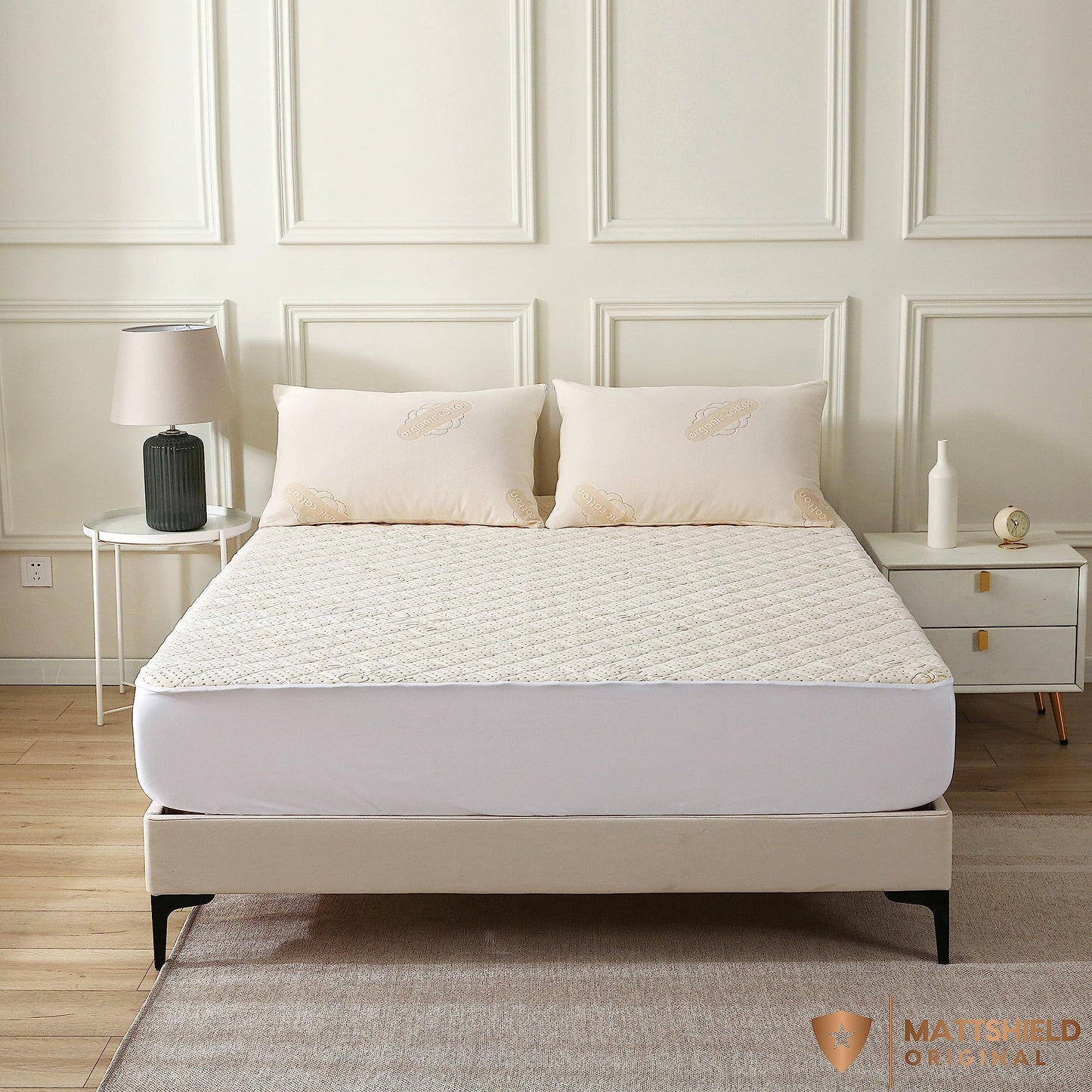 Luxury Quilted Organic Cotton Mattress Protector Twin Size - Premium 380 GSM Waterproof & Breathable Pad - Deep Pocket Fitted Cover - Soft & Silent Protection