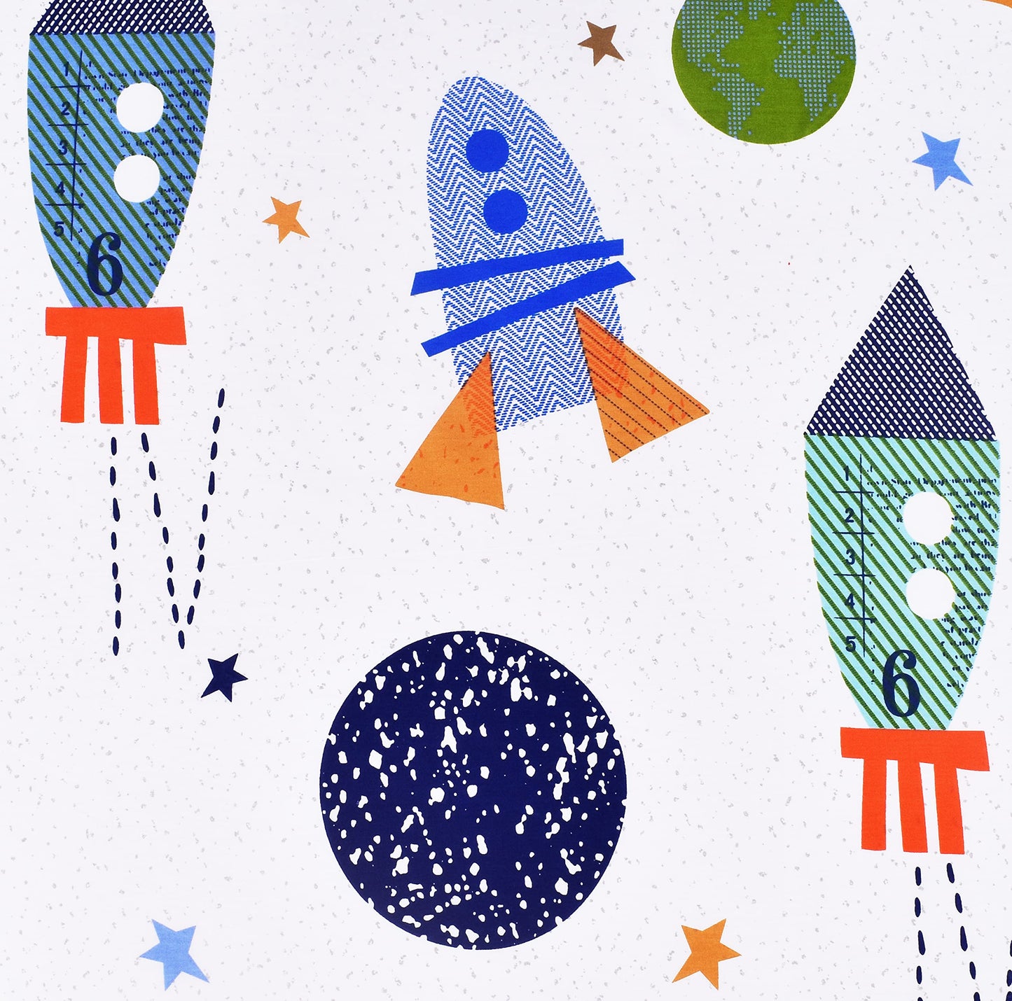 Scientific Sleep Outer Space Airship Rocket Star Explore Teen Boys Girls Cotton Cotton Full Bed Sheet Set, Flat Sheet & Fitted Sheet & Pillowcase Bedding Set (Space, Full)
