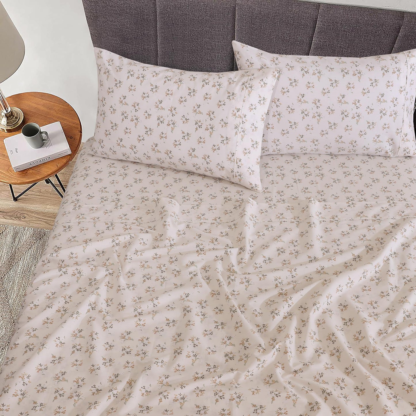 RUVANTI 100% Cotton Percale Sheets Full Size, Twin Spring
