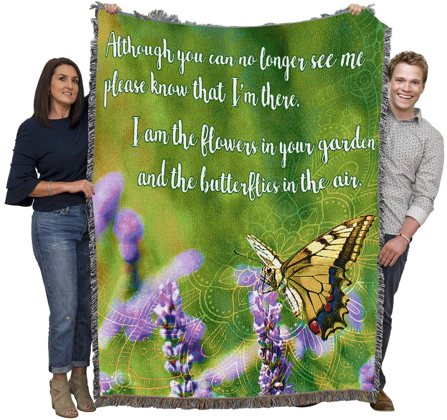 Pure Country Weavers Although You Can No Longer See Me Please Know that I'm There Blanket - Sympathy Bereavement Gift Tapestry Throw Woven from Cotton - Made in the USA (72x54)
