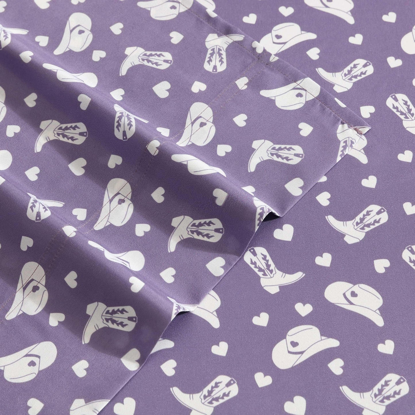 Betsey Johnson - Bed Sheets, 100% Silky Smooth Bedding with Matching Pillowcases, Stain & Wrinkle Resistant, Whimsical Inspired Home Essentials (Cowgirl Disco Purple, Queen)