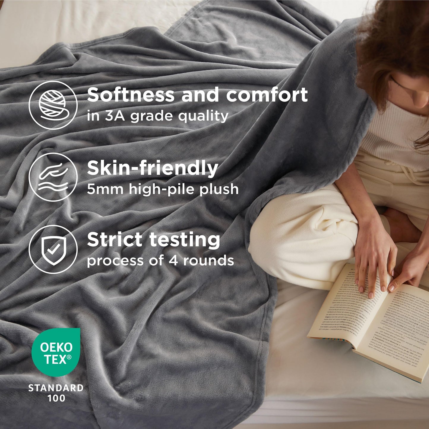 Bedsure GentleSoft Fleece Throw Blanket for Couch Grey - Lightweight Plush Fuzzy Cozy Soft Blankets and Throws for Sofa, Couch, Travel, Camping, 50x60 inches