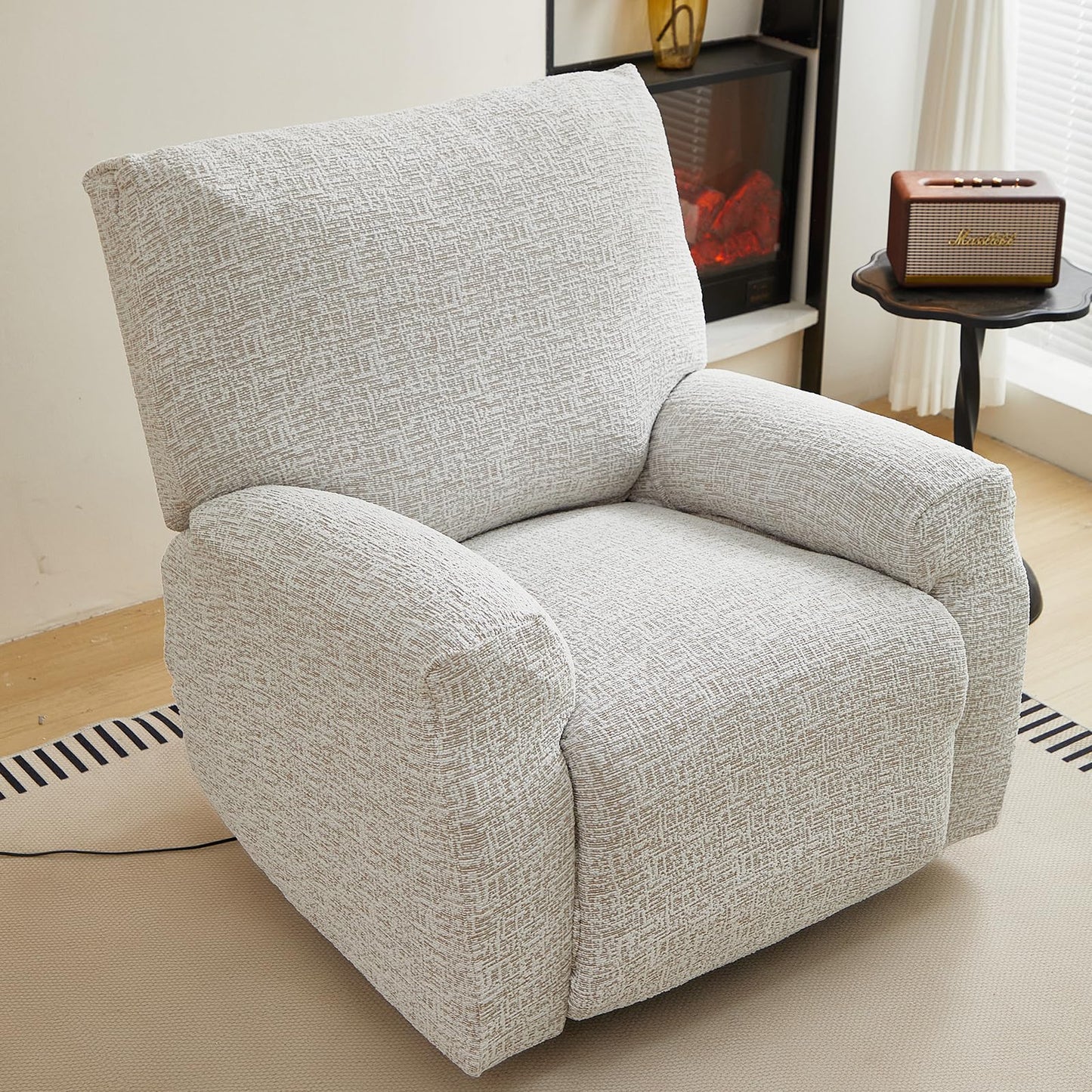 vctops Rustic Linen Look Recliner Chair Covers Washable, 4 Pieces Soft Chenille Recliner Cover, Anti Slip Stretch Couch Cover Sofa Slipcovers Furniture Protector for Dog,Kids (Coffee,1 Seater)