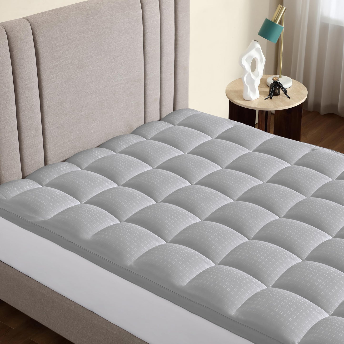 CirclesHome Hotel Collection Twin XL Size Hybrid Mattress Protector & Pad - Extra Padded, Thick, Plush, & Fitted Mattress Topper for Bed - Comfortable Pillow Top Mattress Cover