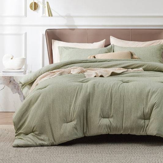 Bedsure Oversized King Comforter Set - Olive Green Soft Bedding for All Seasons, Cationic Dyed Bed Set, 3 Pieces, 1 Oversized King Size Comforter (120"x98") and 2 Pillow Shams (20"x36"+2")