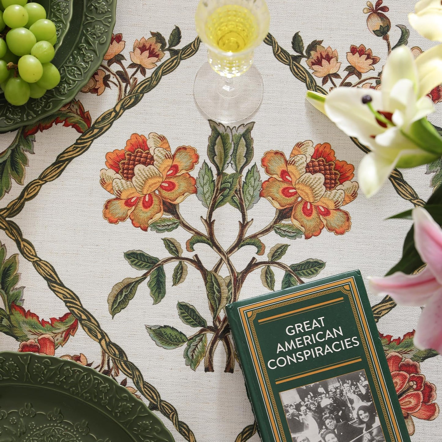 patdrea Vintage French Linen Tablecloth,Square,55"x55"-Santiago C