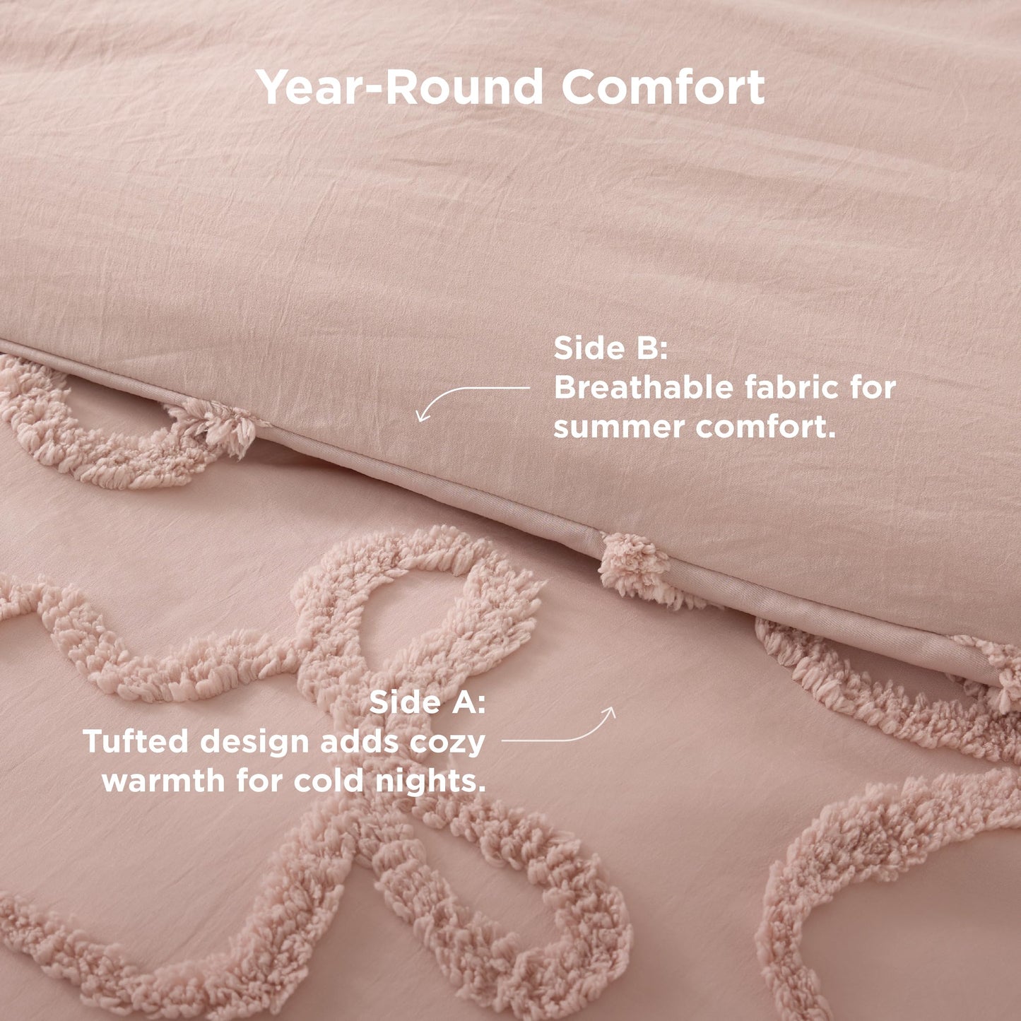 Bedsure Tufted Rose Pink King Comforter Set, GentleSoft™ 3 Pieces Bow Cute Bedding Pink Room Decor, Gifts for Girls Teens Women, All Seasons, 1 Bed Comforter, 2 Pillow Shams, 104x90 Inches