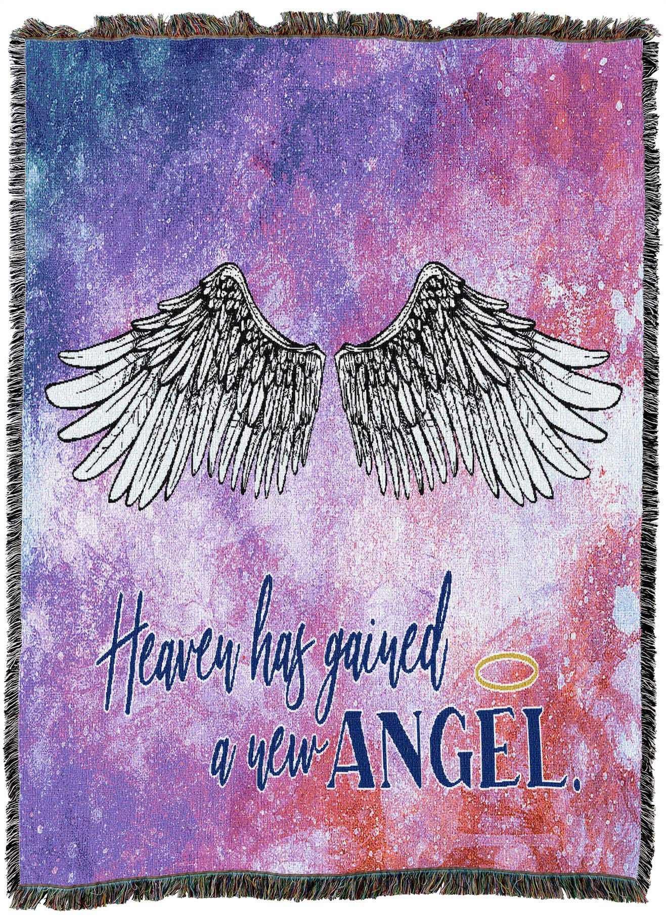 Pure Country Weavers Heaven Has Gained A New Angel Blanket - Sympathy Bereavement Gift Tapestry Throw Woven from Cotton - Made in the USA (72x54)