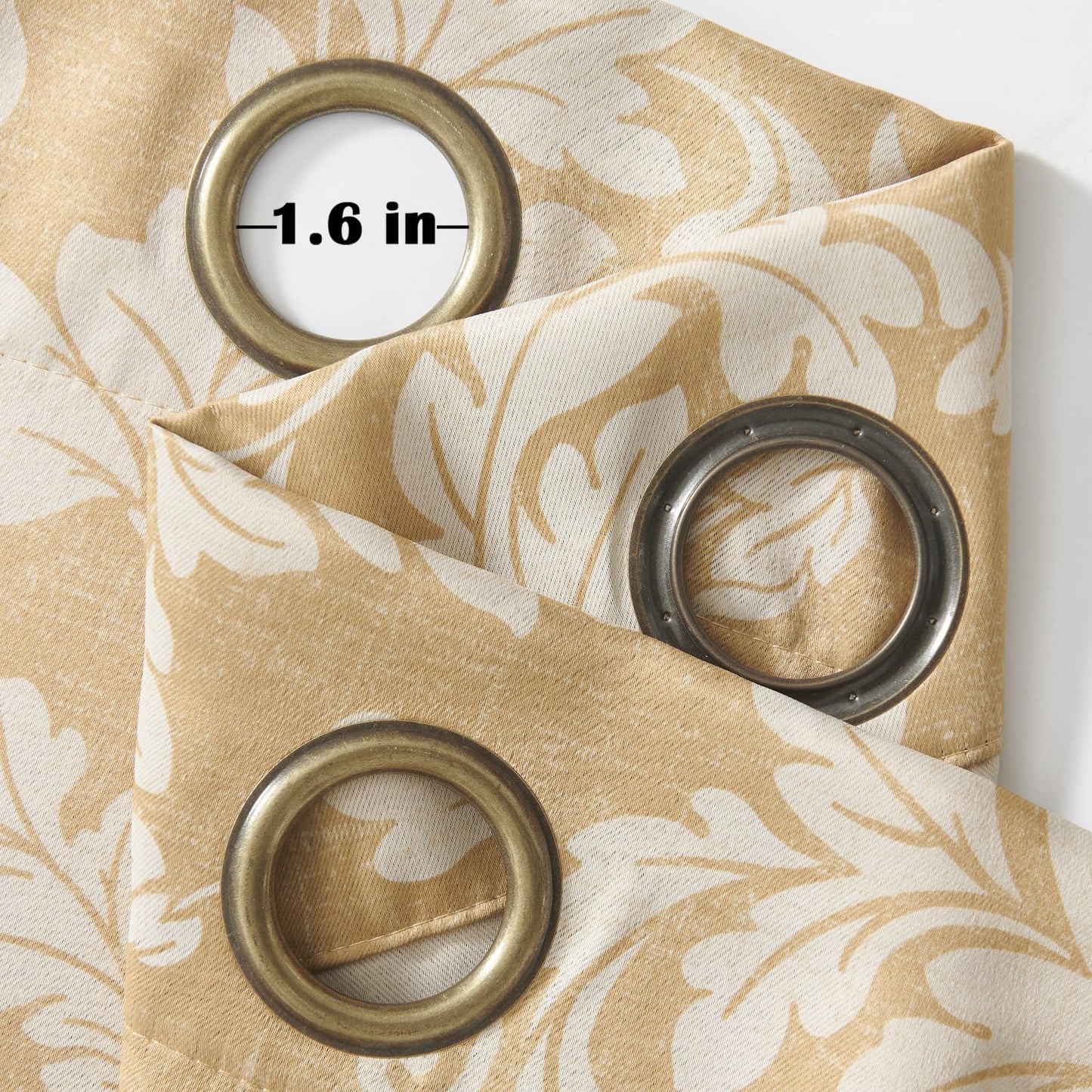 jinchan Vintage Curtains 84 Inch Long Cream Scroll Leaf Gold Curtians for Living Room Bedroom Room Darkenign Drapes Thermal Insulated Classic Traditional Privacy Grommet Top 2 Panels