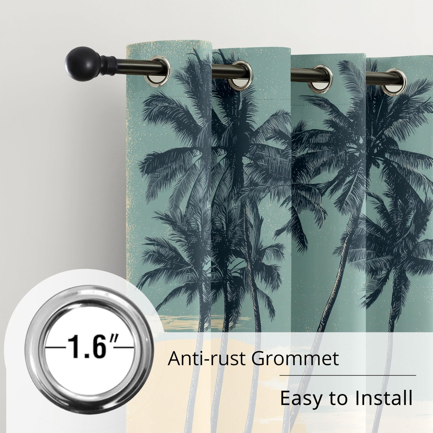 BOHOMOCASA Surf Camp Blackout Curtains, Coastal Ocean Drapes, 100% Light Blocking, Thermal Insulated & Noise Reducing Curtains for Bedroom, Grommet Top 52 x 84 Inches, 2 Panels