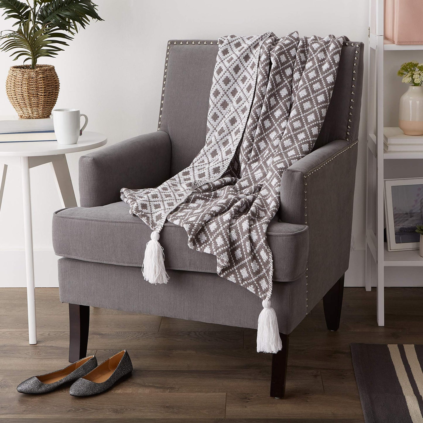DII Gray Diamond Lattice Throw, 50x60