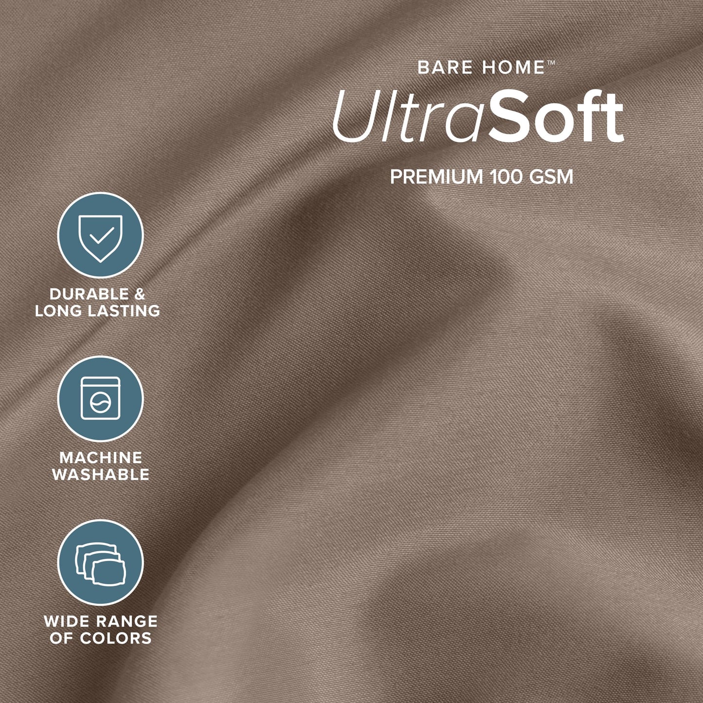 Bare Home Queen Sheet Set - 1800 Ultra-Soft Microfiber Queen Bed Sheets - Double Brushed - Deep Pockets - Easy Fit - 4 Piece Set - Bedding Sheets & Pillowcases (Queen, Taupe)