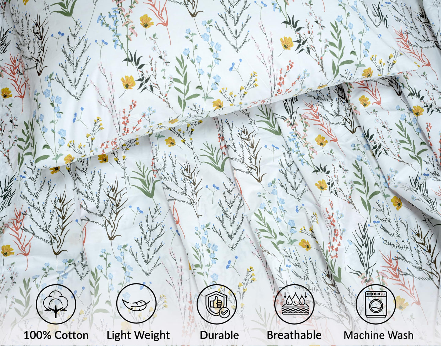 RUVANTI 100% Cotton Percale Sheets Full Size, Aroma