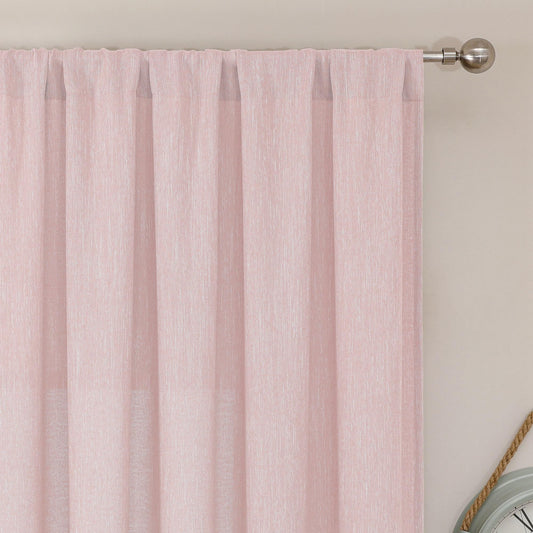Simplebrand Blush Faux Linen Textured Curtains 63 Inch Length 2 Panels for Bedroom, Semi Sheer Light Filtering Privacy Farmhouse Curtains, Soft Thick Rod Pocket Window Drapes, 40W x 63L Inch