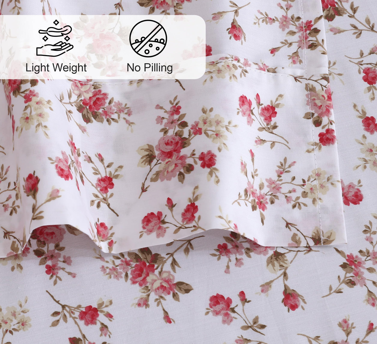 RUVANTI 100% Cotton Percale Sheets Full Size, Bouquet