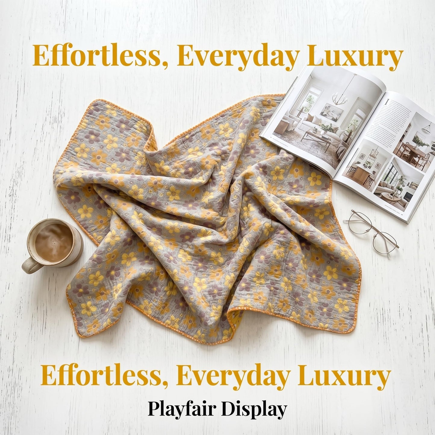 King 100% Cotton Muslin Quilted Blankets for All Season 4-Layer Gauze