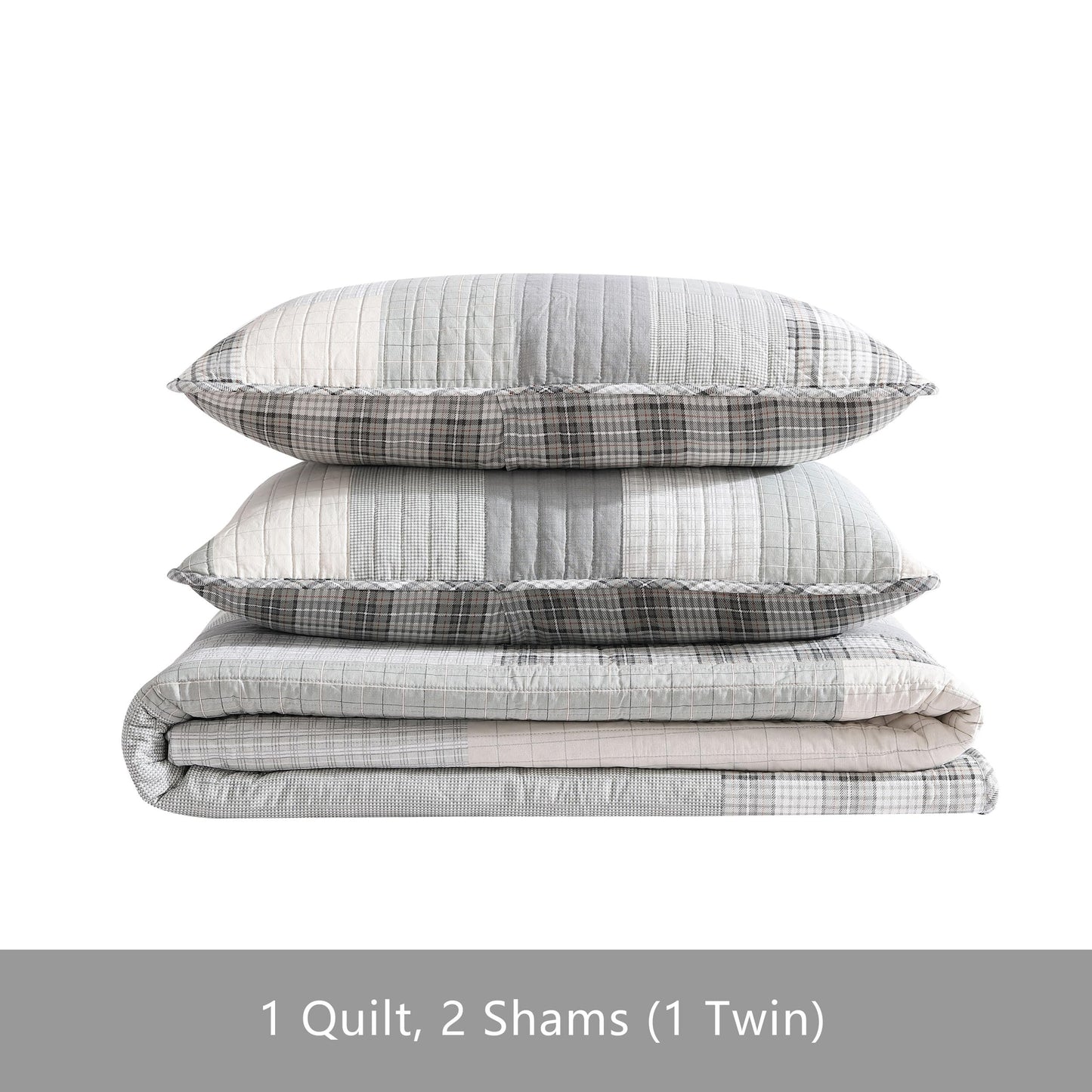 Eddie Bauer - King Quilt Set, Cotton Reversible Bedding with Matching Shams, Home Decor for All Seasons (Fairview Grey, King)
