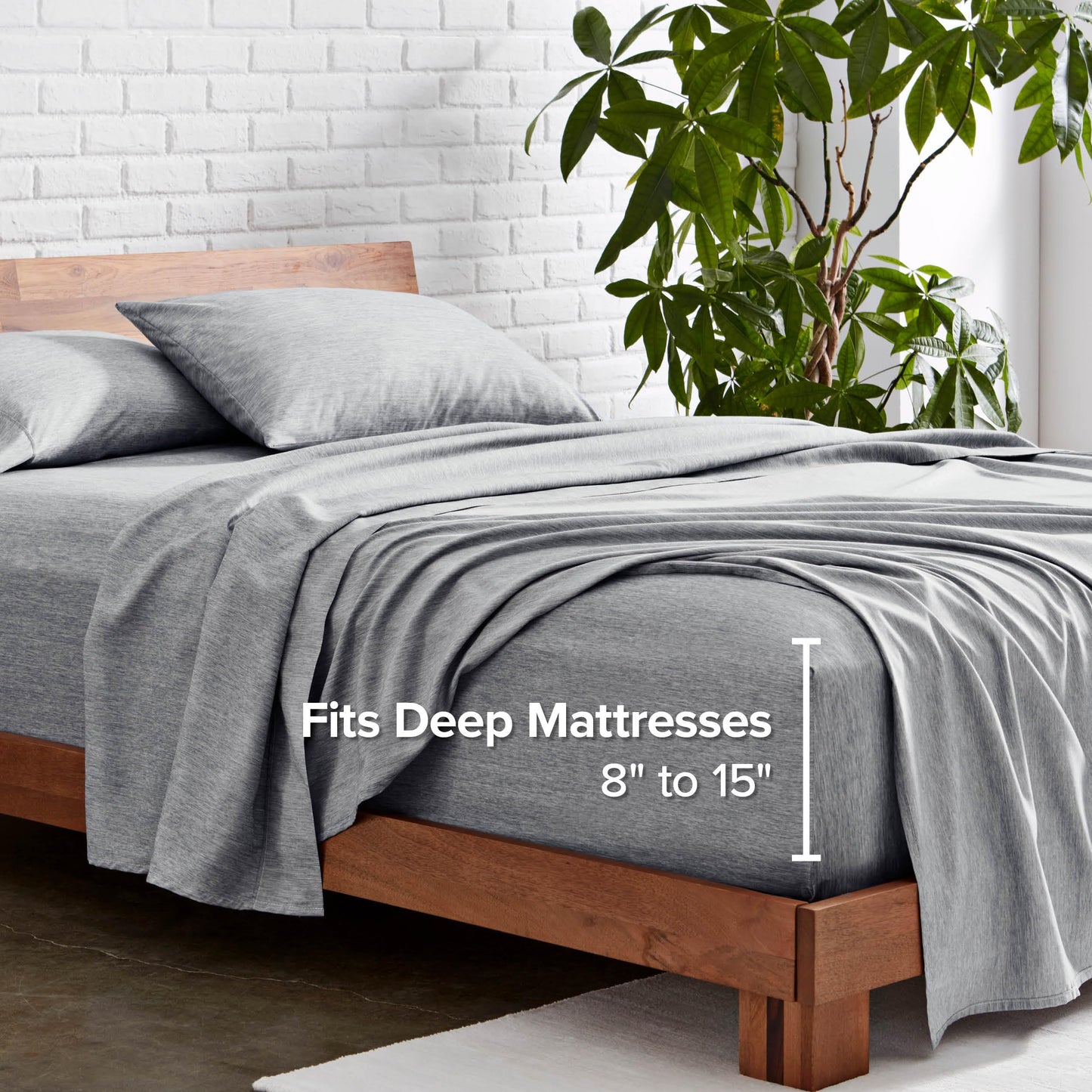 Bare Home Queen Sheet Set - Luxury 1800 Ultra-Soft Microfiber Double Brushed - Deep Pockets - Easy Fit - 4 Piece Set - Bedding Sheets & Pillowcases (Queen, Heathered Charcoal)
