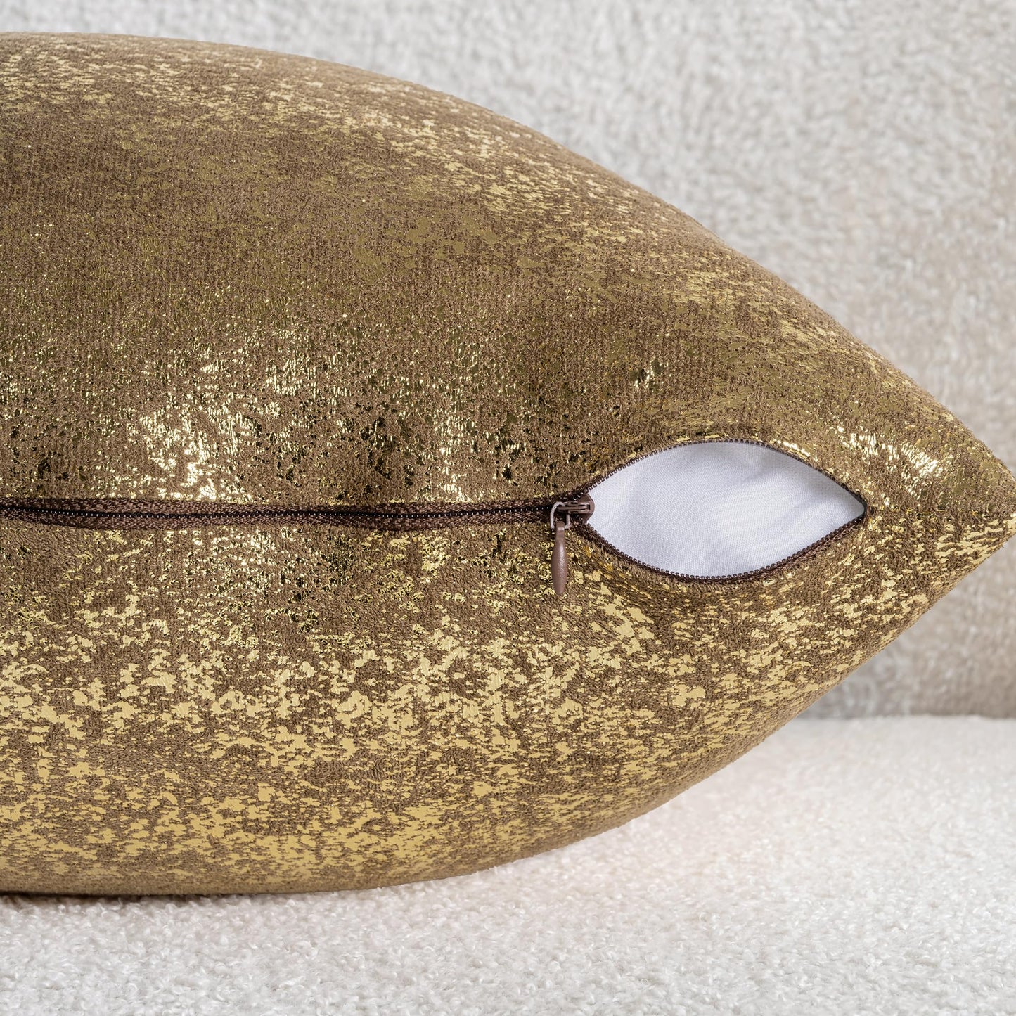 JELLYMONI Sparkling Decorative Pillow Covers Set of 2, Gold Glitter Throw Pillows Cover 20 x 20 Inch for Living Room Bed Sofa Couch, Morden Home Luxury Decor(20x20in,Gold Brown)
