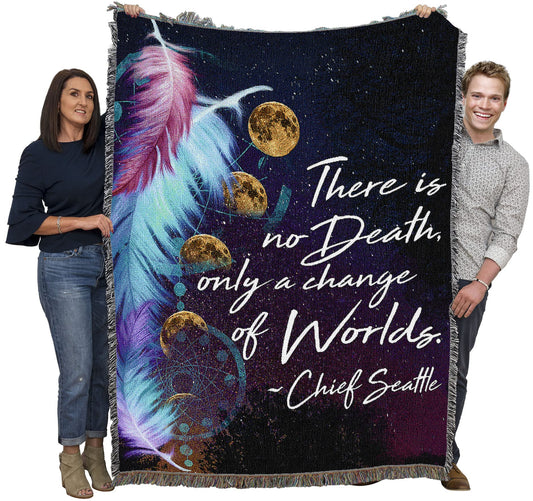 Pure Country Weavers There is No Death Only A Change of Worlds Blanket Sky Chief Seattle - Sympathy Bereavement Gift Tapestry Throw Woven from Cotton - Made in the USA (72x54)