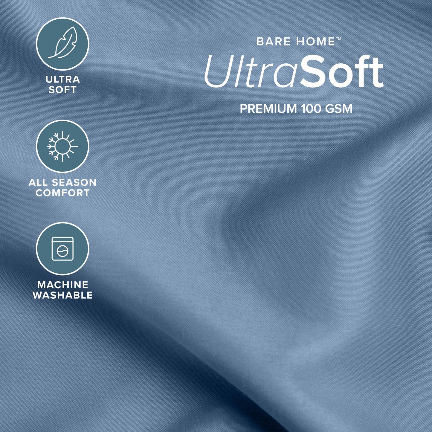 Bare Home Twin XL Sheet Set - 22'' Deep Pockets - Luxury 1800 Ultra-Soft Microfiber - Double Brushed - Easy Fit - 3 Piece Set - Bedding Sheets & Pillowcases (Twin XL, Coronet Blue)
