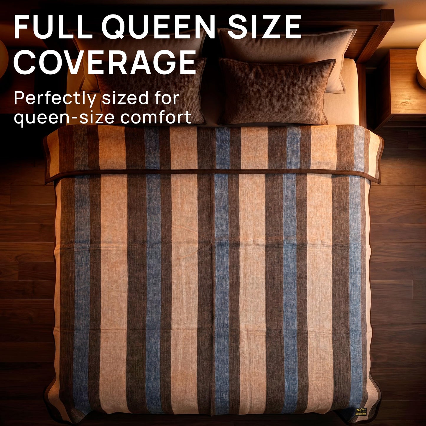 Alpaca & Sheep Wool Blanket, Full/Queen, Heavyweight Warmth, Earth Tones