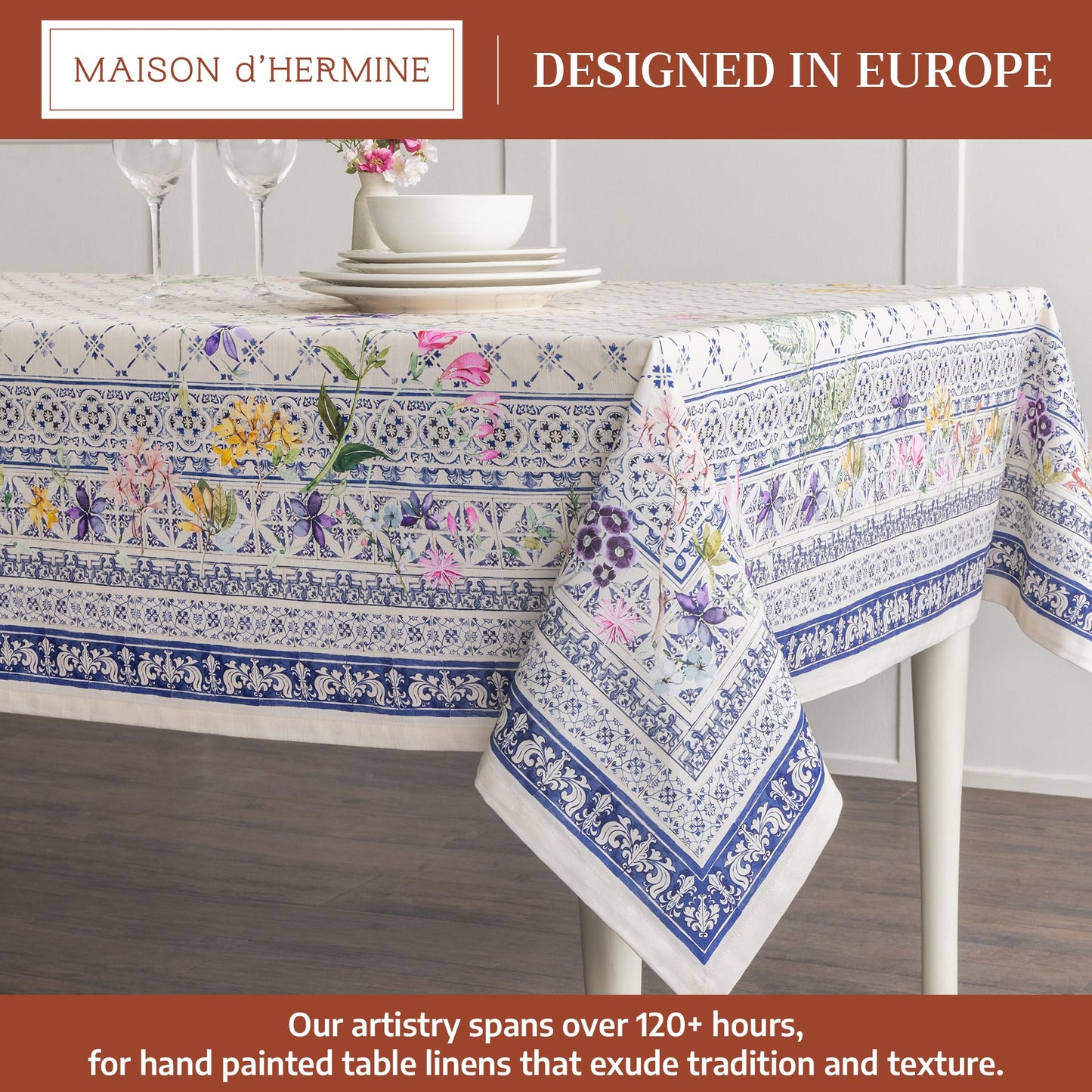 Maison d' Hermine Table Cloth Rectangle Table 100% Cotton 54 x 72 Inches Tablecloth Reusable Decorative for Dining Kitchen Room Farmhouse Party Home Hotel Restaurant Spring Summer - Faience