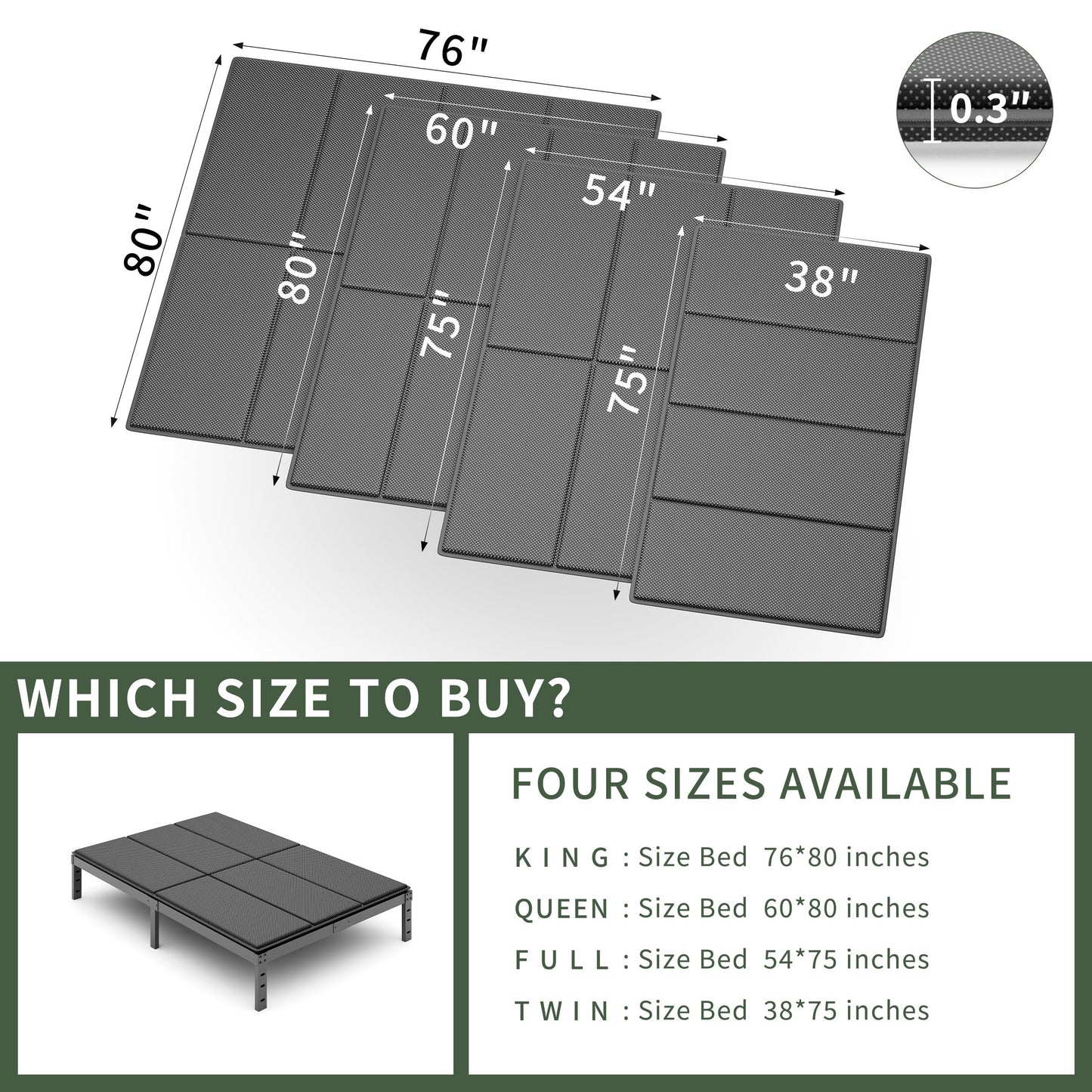 Dowiean Full Bunkie Boards(75"x54"), 8mm Bed Boards, Full BunkieBoards to Stop Sagging, Light and Thin, Breathable, Noise Minimizing, Moisture Resistant Bunkieboards