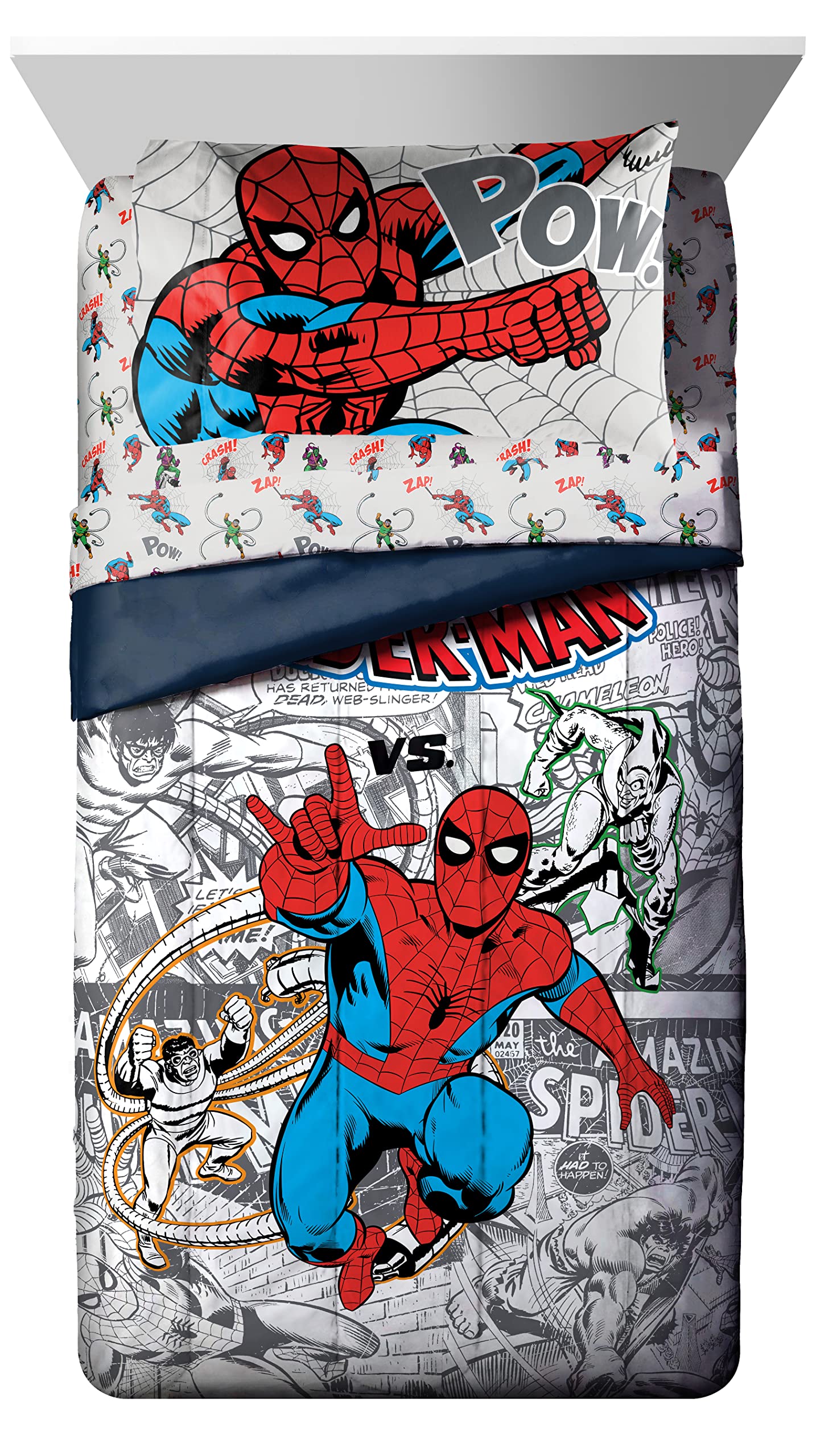 Marvel Spiderman Spidey VS 7 Piece Full Size Bed Set - Includes Comforter & Sheet Set Bedding - Super Soft Fade Resistant Microfiber (Official Product)