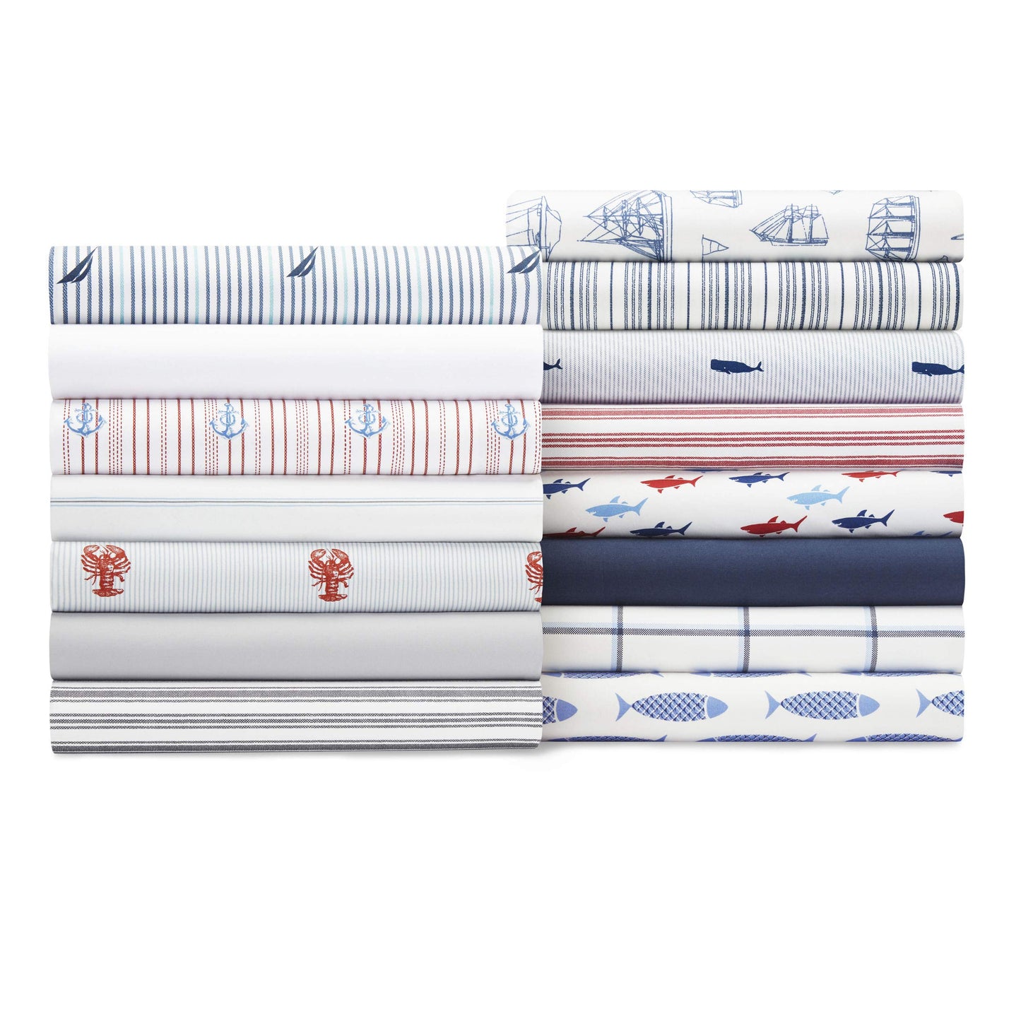 Nautica – Full Size Sheet Set, Crisp Cotton Percale Bedding with Matching Pillowcases, Lightweight & Breathable Bed Sheets, Deep Pocket, College Dorm Room Essentials (Whitewood Sail Blue)