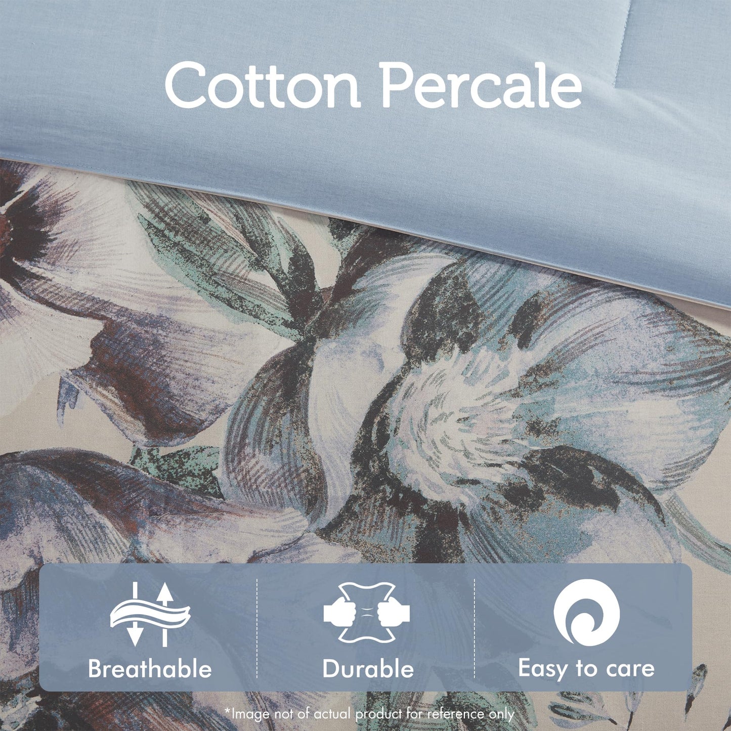 Madison Park Cassandra Cotton Blend Comforter Set - Feminine Design Colorful Floral Print, All Season Down Alternative Bedding Layer and Matching Shams, Queen (90 in x 90 in), Blue 8 Piece