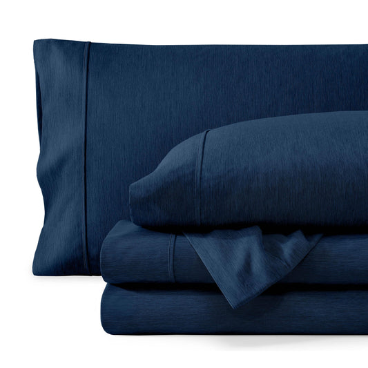 Bare Home Queen Sheet Set - Luxury 1800 Ultra-Soft Microfiber Double Brushed - Deep Pockets - Easy Fit - 4 Piece Set - Bedding Sheets & Pillowcases (Queen, Heathered Dark Blue)