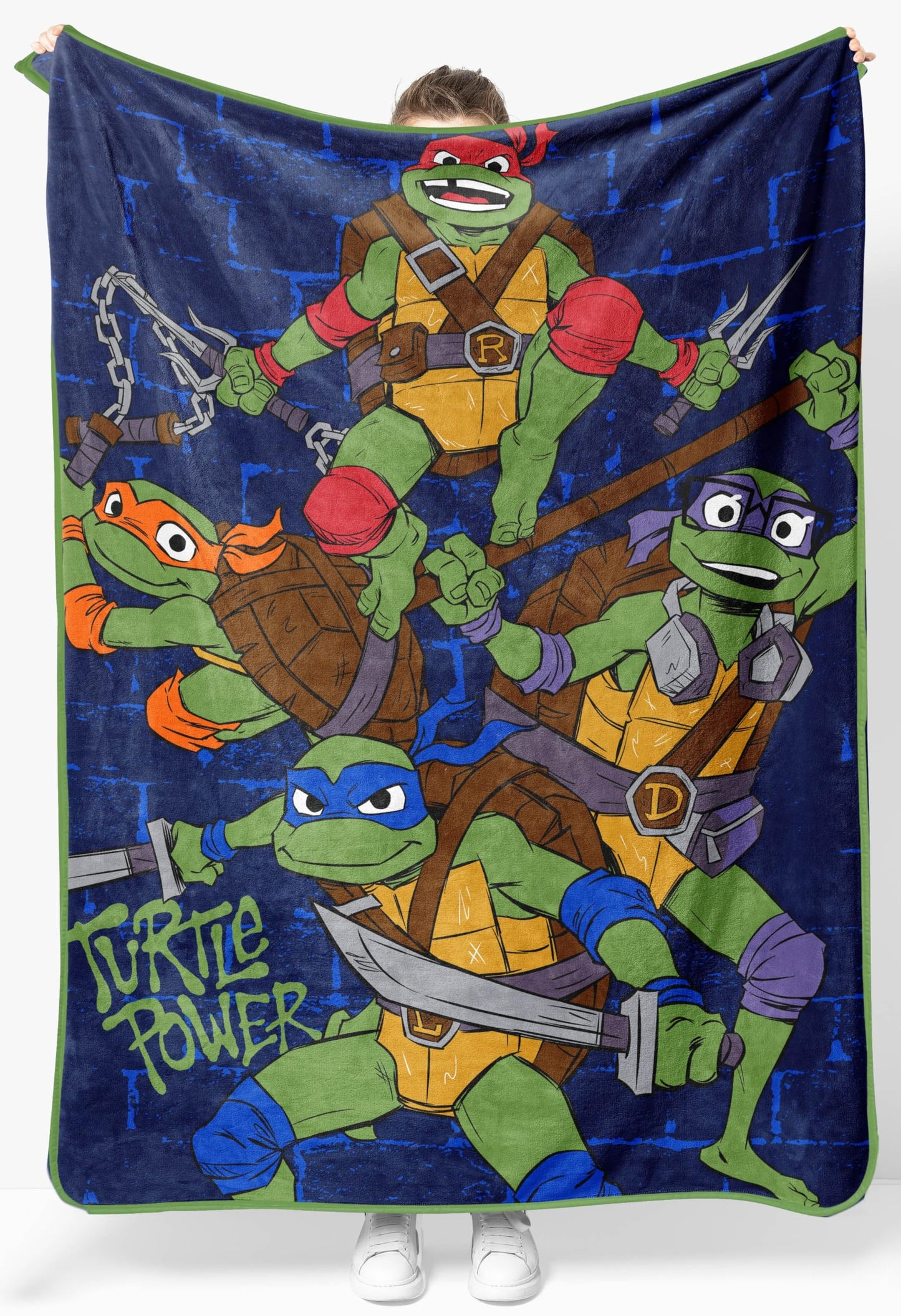 Jay Franco Kids Plush Throw Blanket – Soft & Cozy Fleece Throw for Bedroom & Couch Décor, Official Licensed Product, Blue - Teenage Mutant Ninja Turtles, 46x60 - Throw Blanket