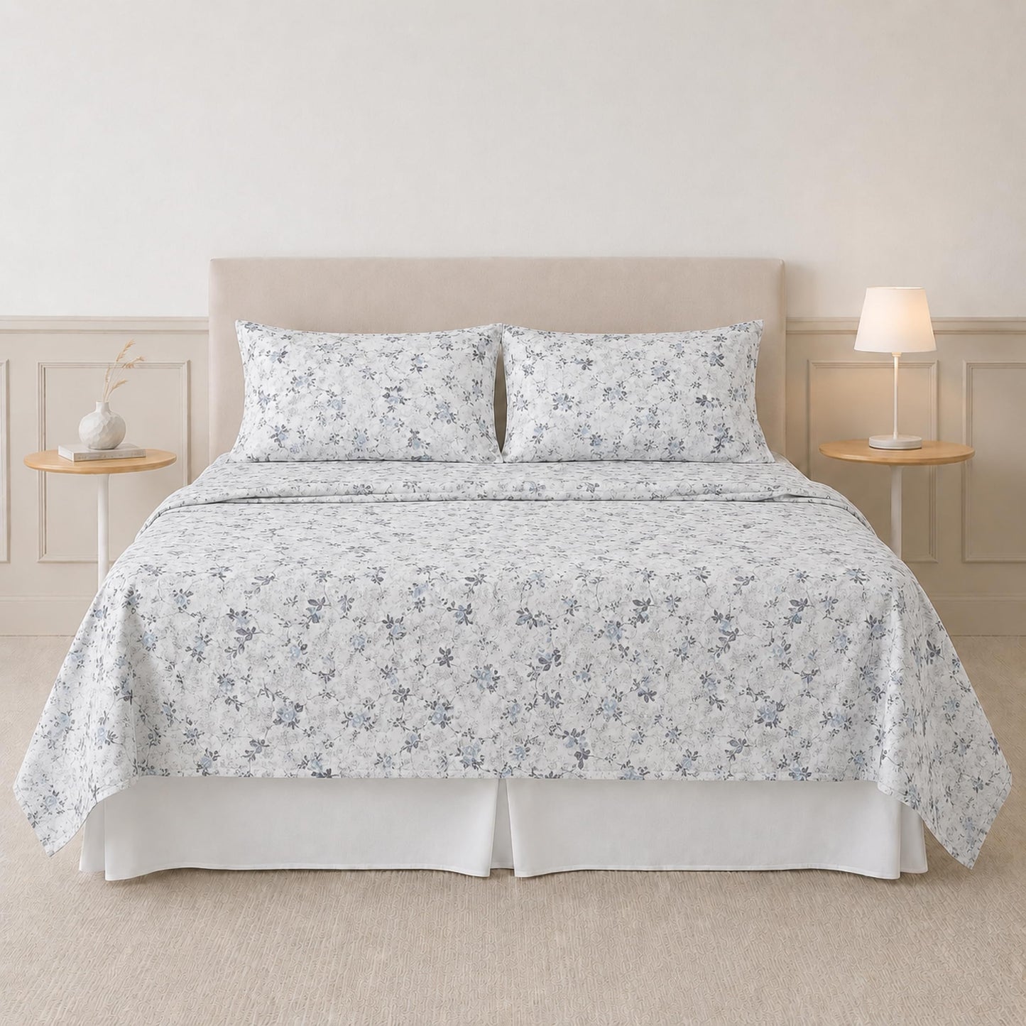 Modern Threads Silky Soft Microfiber and Wrinkle Free Sheets - Luxurious Microfiber Bed Sheets Includes Flat Sheet, Fitted Sheet with Deep Pockets, & Pillowcases Kashmir Rose Blue, Twin
