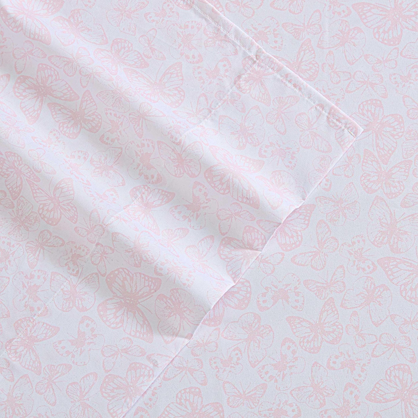 Betsey Johnson - Queen Size Sheet Set, Nerdy Teddies Print Microfiber Bedding with Deep Pocket Fitted Sheet, Bed Sheets with Matching Pillowcases, Butterfly Love Pink