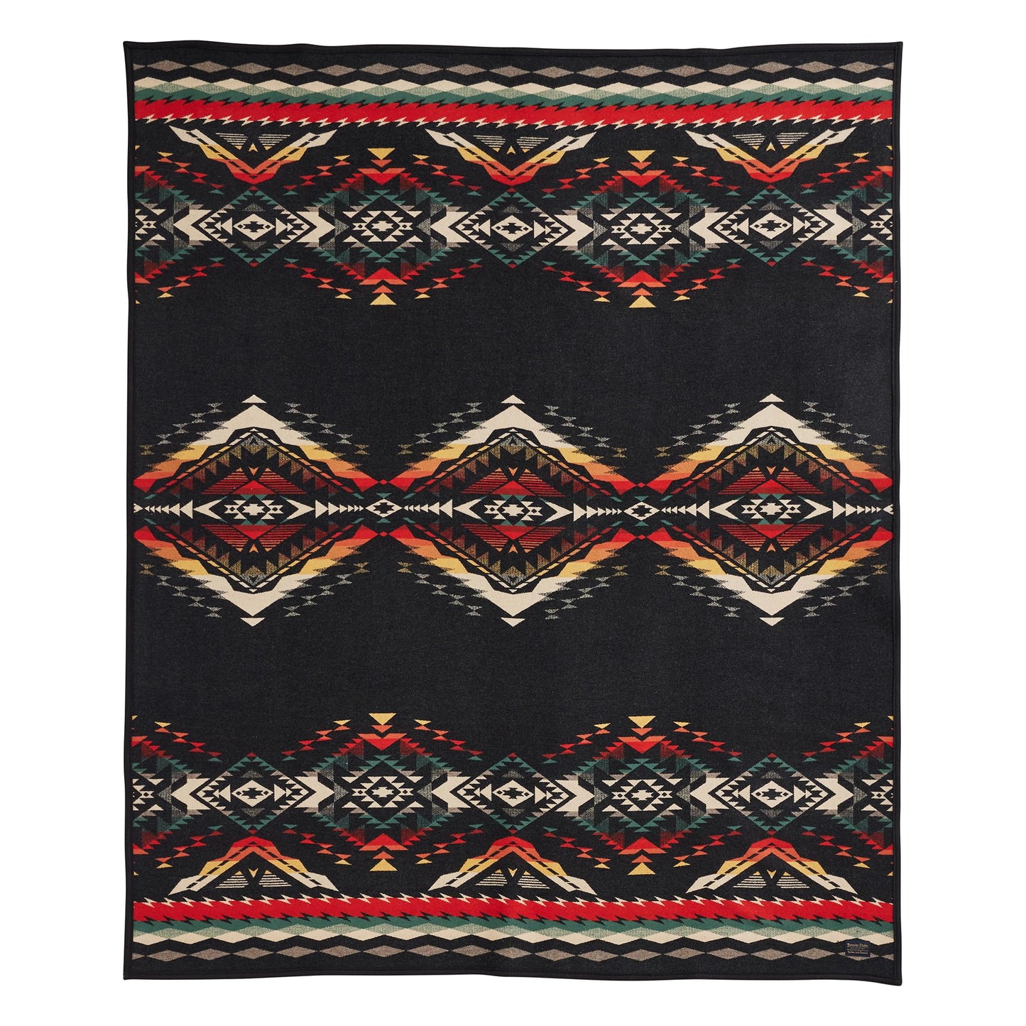 Pendleton Jacquard Unnapped Twin Blanket 64" x 80" - Heirloom Quality Virgin Wool, Reversible, Reinforced Ultrasuede Binding, Made in USA - Bridger Creek