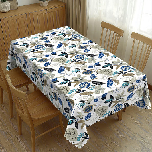 LORCARVIS Breeze Leaves Tablecloth Blue Flowers Polyester Rectangle Table Cloth Washable Seasonal Tabletop for Kitchen Dinning Party Outdoor Picnic 54 x 72 Inch Tablecloths