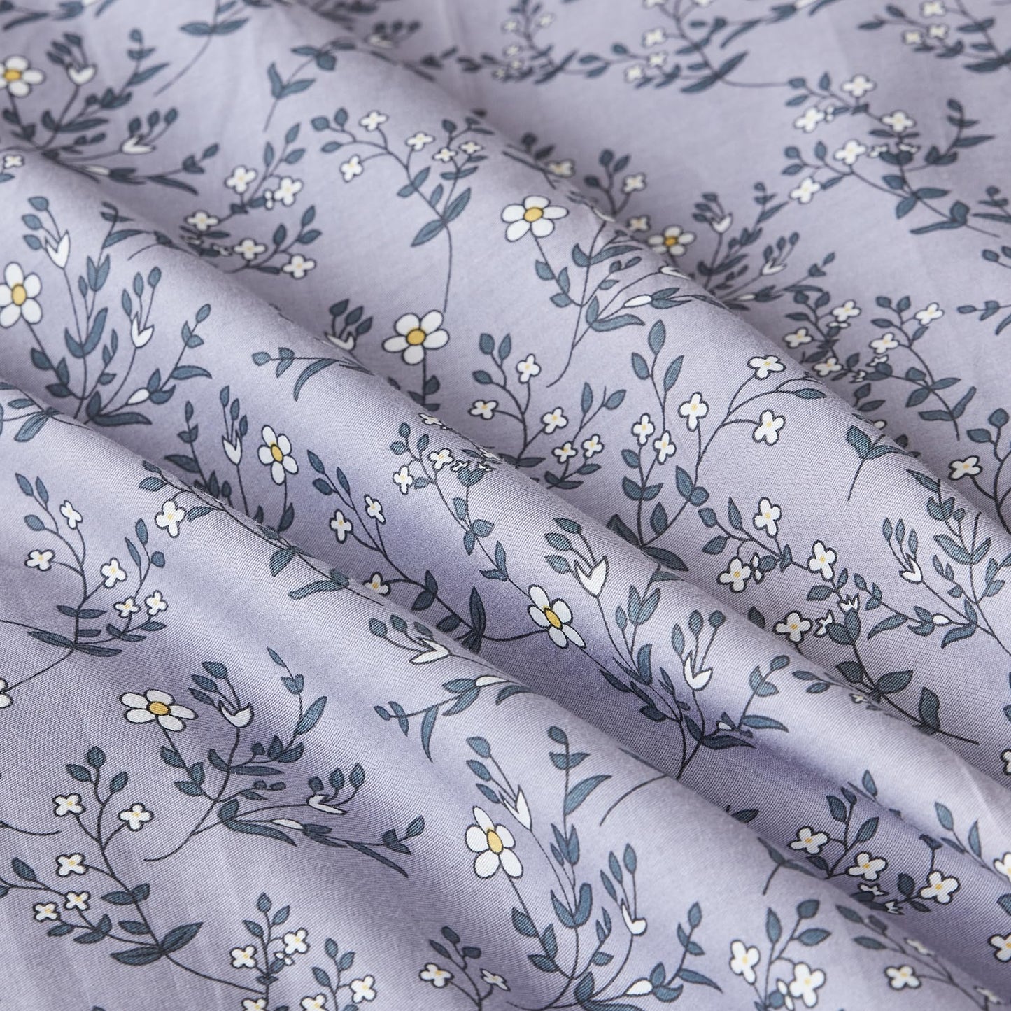 YuHeGuoJi Purple Ruffle Duvet Cover Queen 100% Cotton Cute Floral Duvet Cover 3 Pcs Set 1 Decorative Romantic Botanical Duvet Cover with Zipper Ties 2 Pillow Shams Lilac Purple Flower Bedding