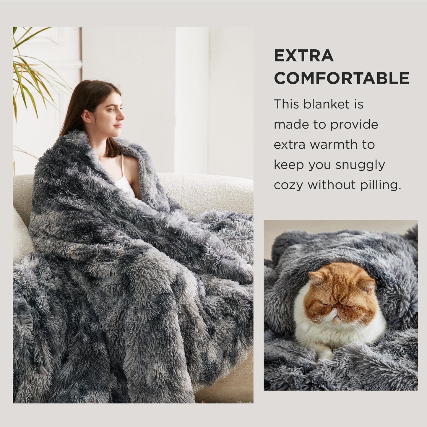 Bedsure GentleSoft Fluffy Fuzzy Faux Fur Throw Blanket for Couch, Soft Sherpa Fleece Cozy Gifts for Women, Plush Bed Blanket Room Decor for Men, Thick Warm Minky Teen Gifts Winter Bedding