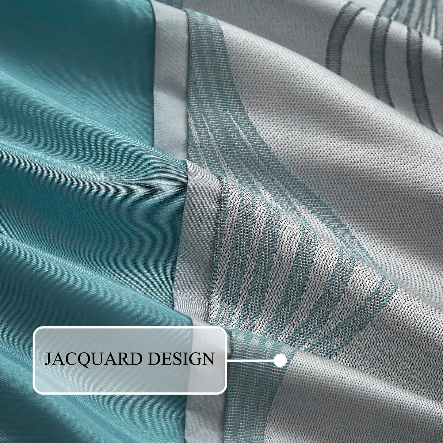 Stratford Park 7 Piece Blue Comforter Set, Queen Size Jacquard Bedding Set, All Season Geometric Patchwork Bedding Set, Matching Pillows, Shams, Bed Skirt
