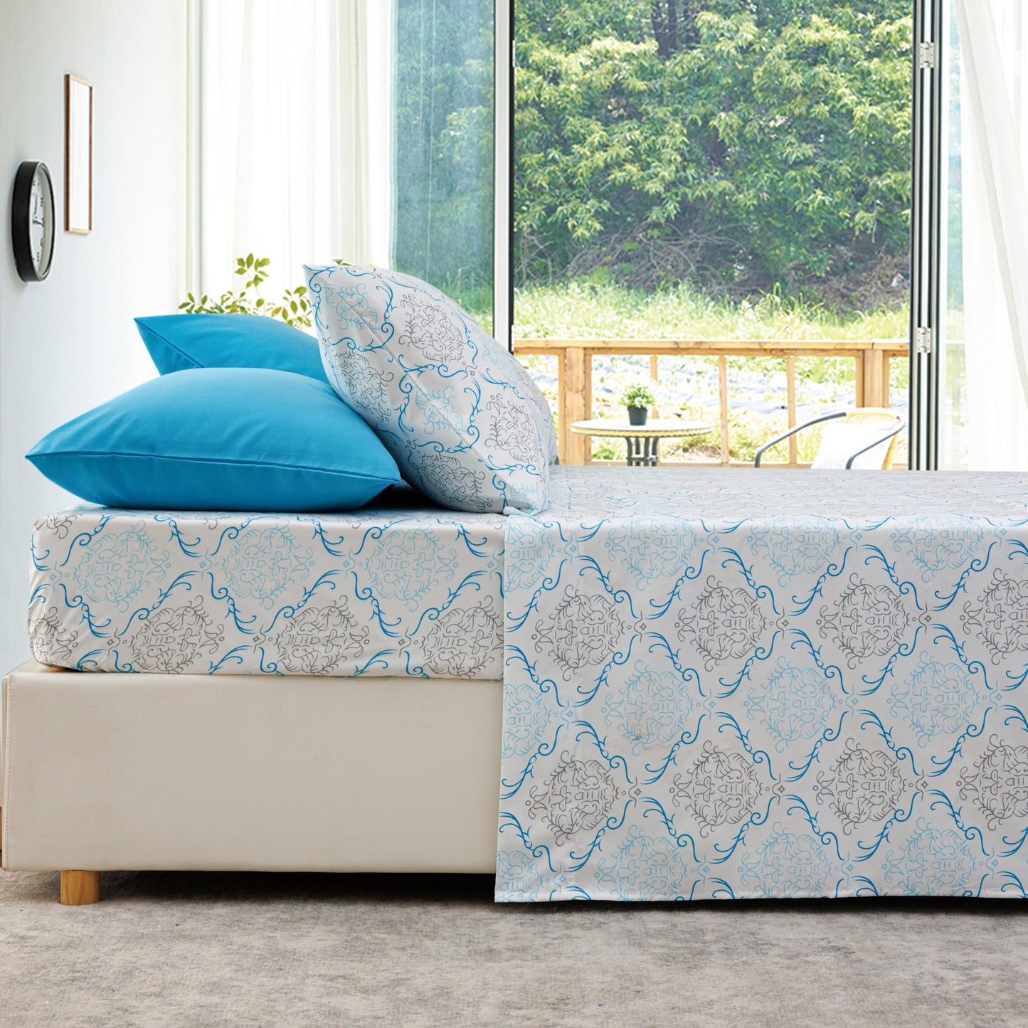 Spirit Linen home 6-Piece King Size Bed Sheet Set - Deep Pocket, Medallion Pattern, Soft and Breathable Bed Sheets, Microfiber Material, Includes 1 Fitted, 1 Flat, 4 Pillowcases - Turquoise Medallion