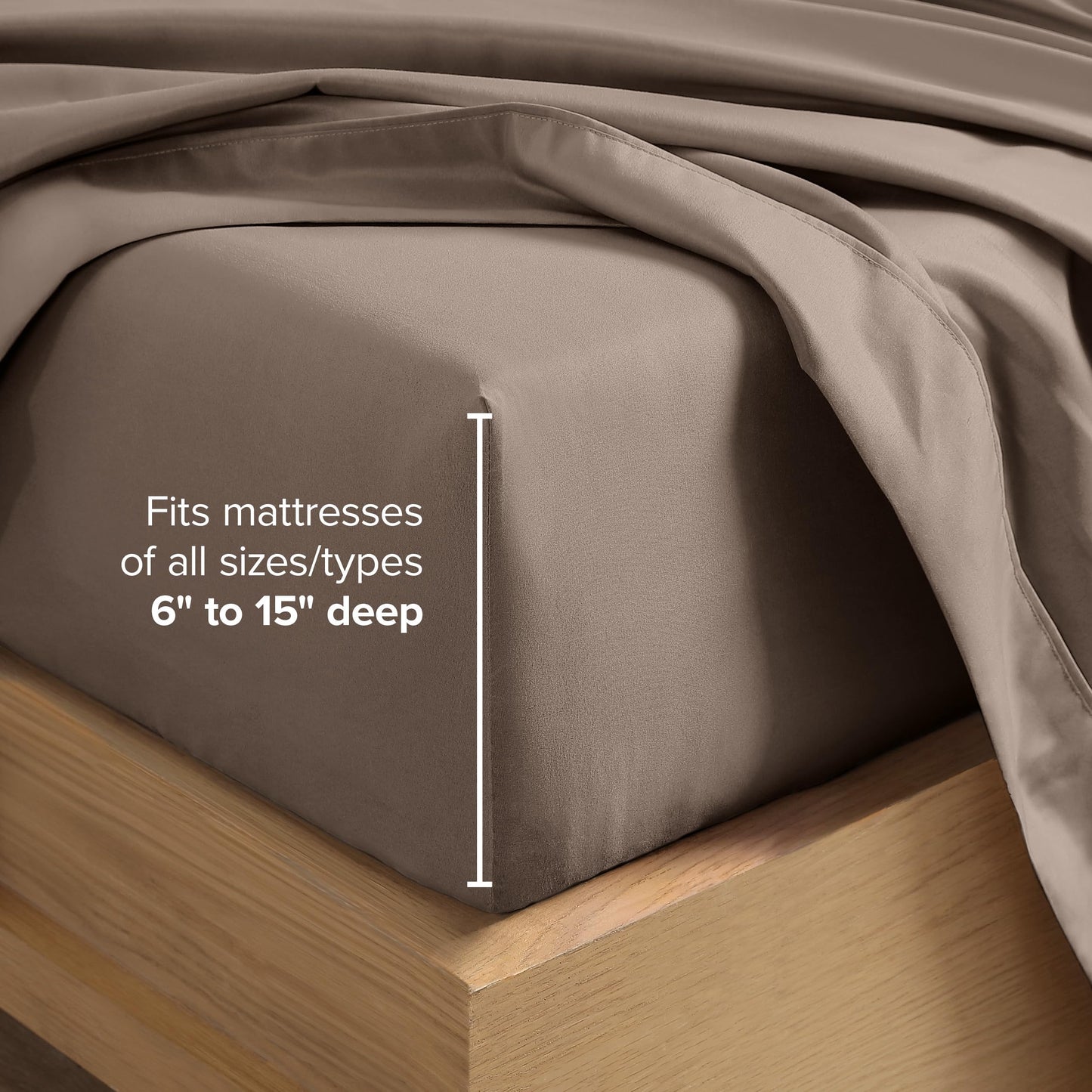 Bare Home Queen Sheet Set - 1800 Ultra-Soft Microfiber Queen Bed Sheets - Double Brushed - Deep Pockets - Easy Fit - 4 Piece Set - Bedding Sheets & Pillowcases (Queen, Taupe)