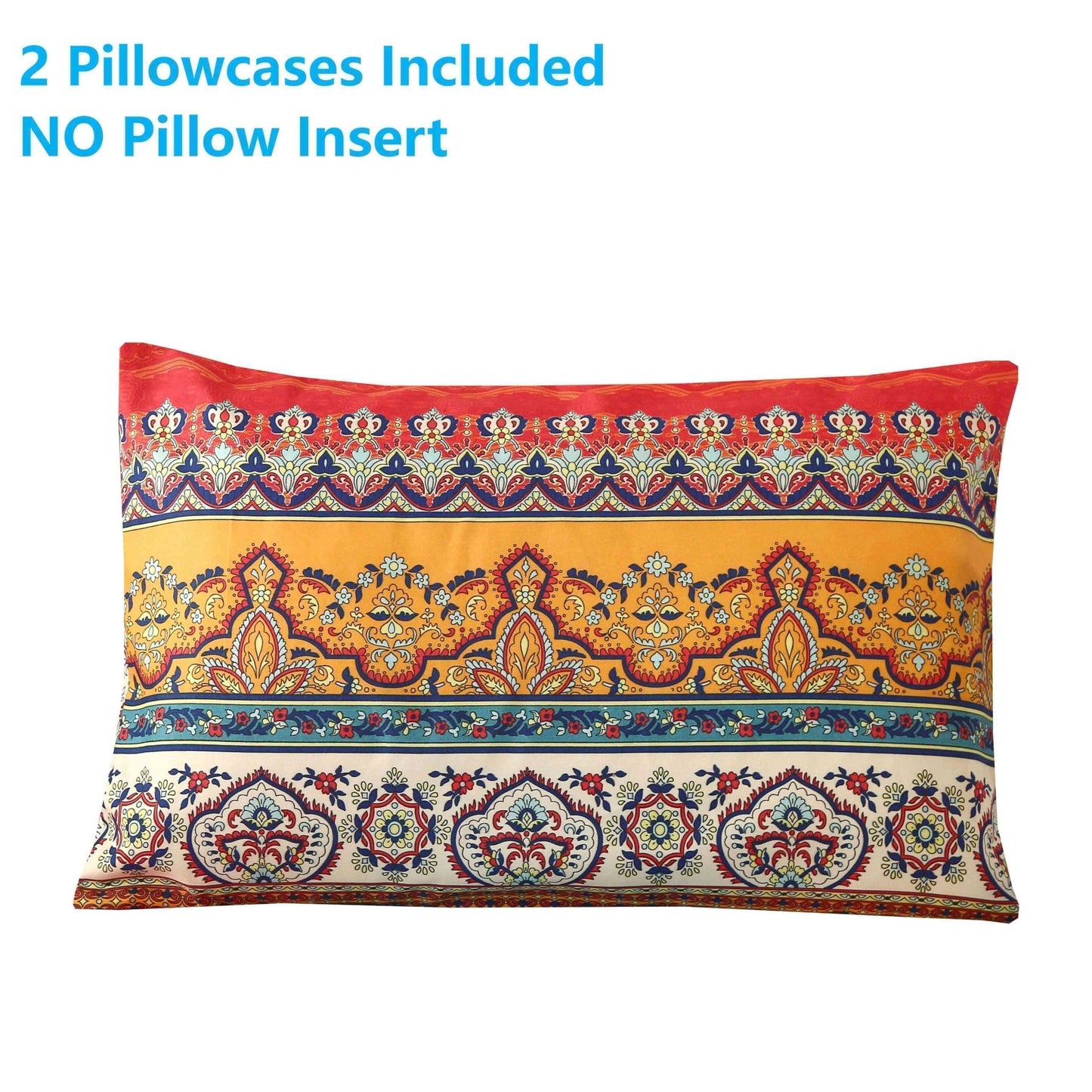 SDIII Boho Full Size Fitted Sheet with 2 Pillowcase, Deep Pocket Soft Micofiber Bohemian Tribal Striped Fitted Sheets Full All Season