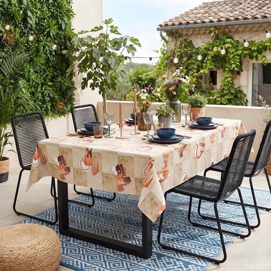 vortiara 52'' X 70'' Colorful Tablecloth Disposable Vinyl Tablecloths with Flannel Backing Wipeable Spillproof Plastic Table Cover PVC Waterproof Table Cloth for Indoor Outdoor
