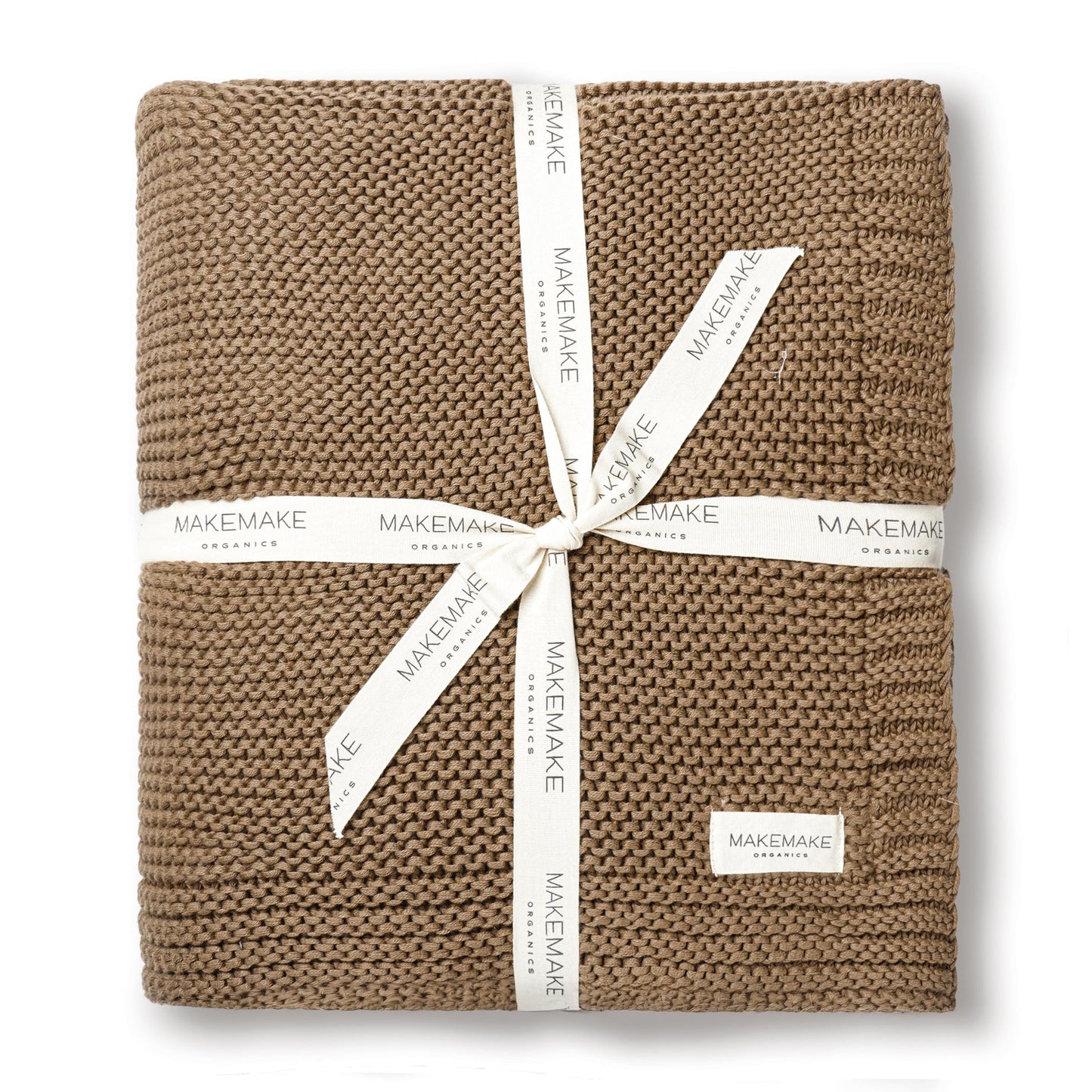 MakeMake Organics Organic Cotton Throw Blanket GOTS Certified Organic Knit Blanket Couch Bed Neutral Fall Colors Soft Cotton Throw Blanket Large (50x60, Brown)