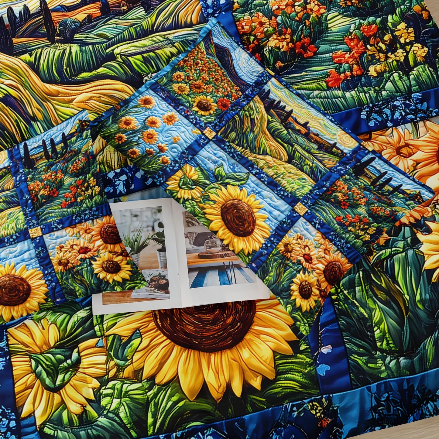 lneffble Yellow Sunflower Twin Size Comforter Set，Bedding Twin Size Quilts Sunflower，Rustic Farmhouse Bedroom Set Bedding Set，with 1 Comforter with 2 Pillow Case