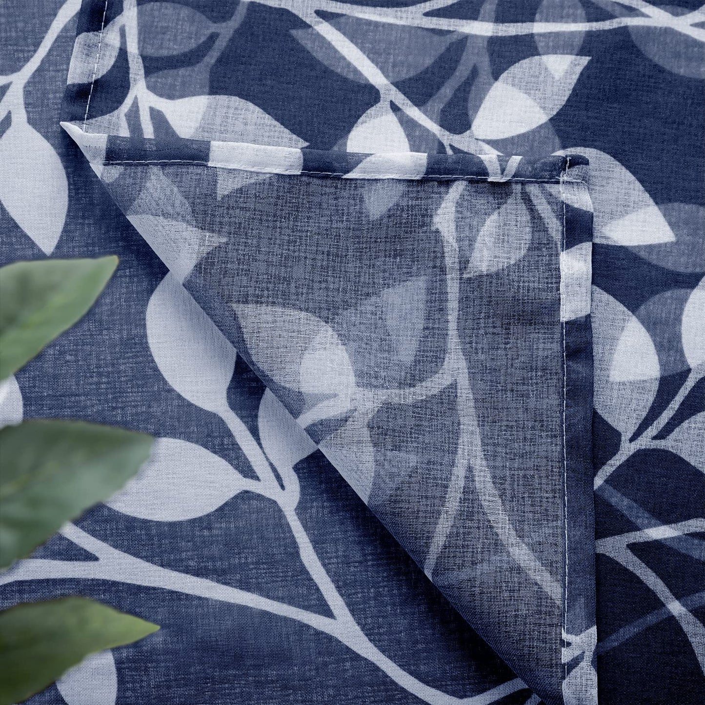 XTMYI Bathroom Curtains Window Short,Small Window Curtains Treatments for Kitchen,36 Inch Length,Navy Blue and White