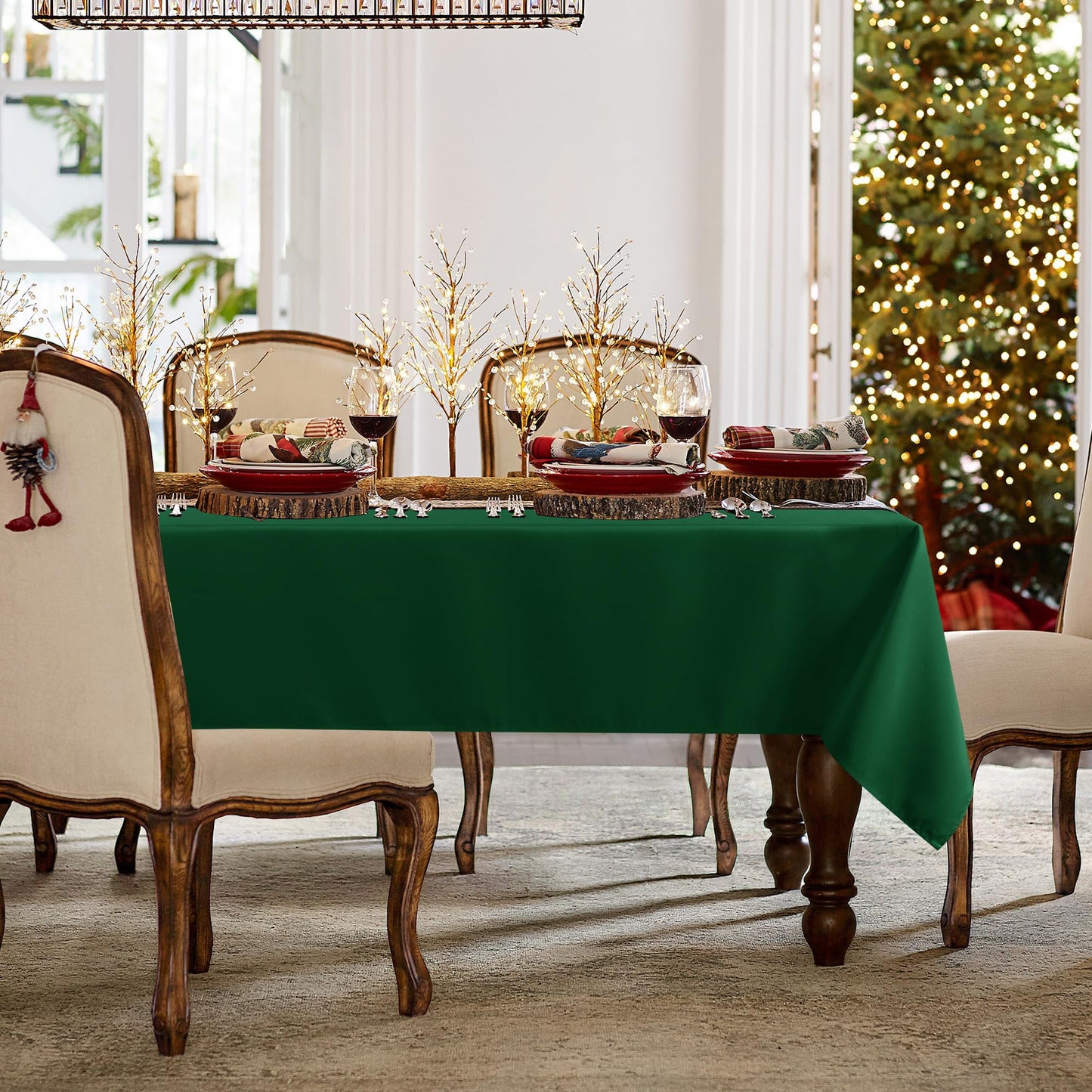 sancua Square Tablecloth - 70 x 70 Inch - Stain and Wrinkle Resistant Washable Polyester Table Cloth, Decorative Fabric Table Cover for Dining Tables, Buffet Parties and Christmas, Hunter Green