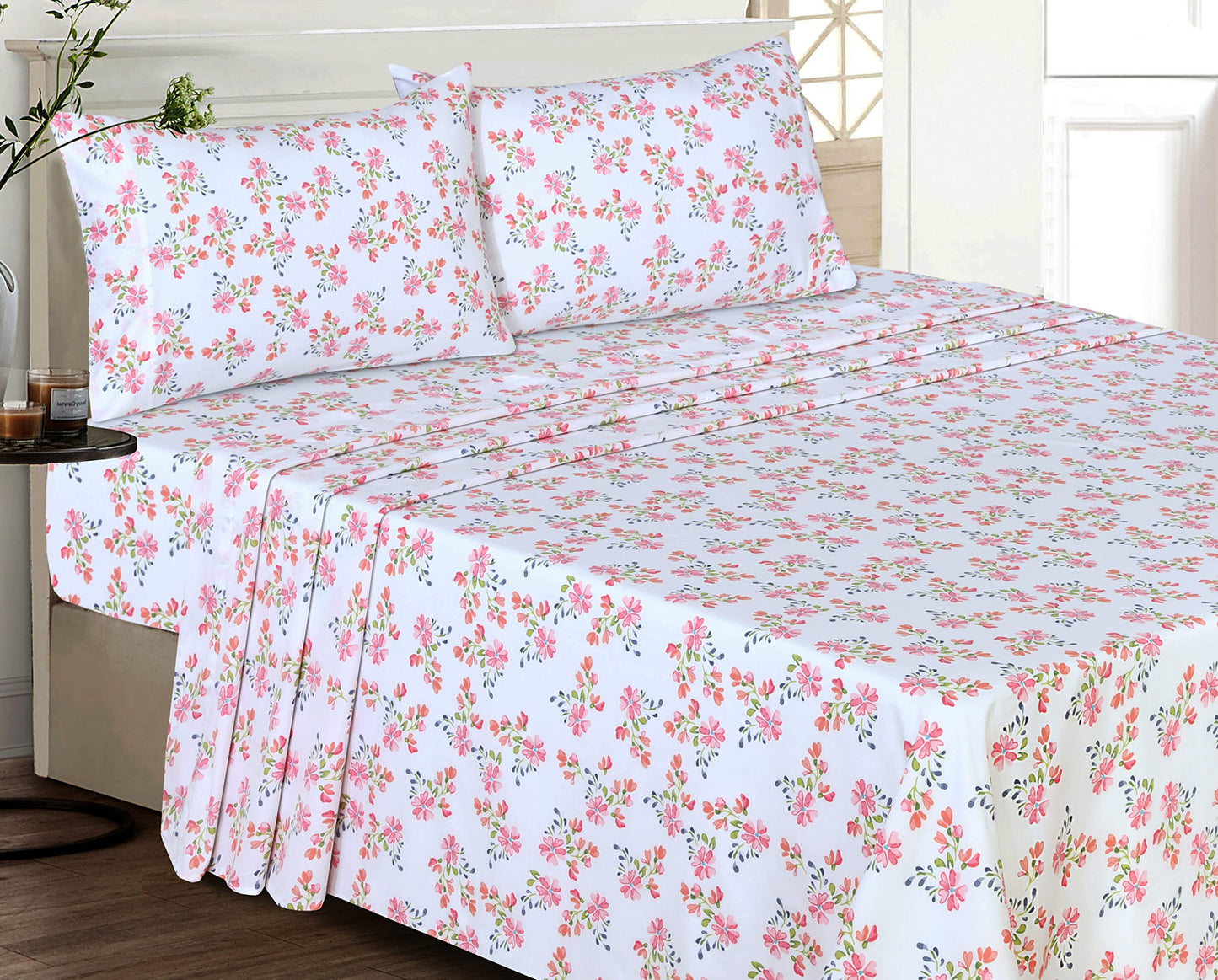 RUVANTI 100% Cotton Percale Sheets Full Size, Bloomex