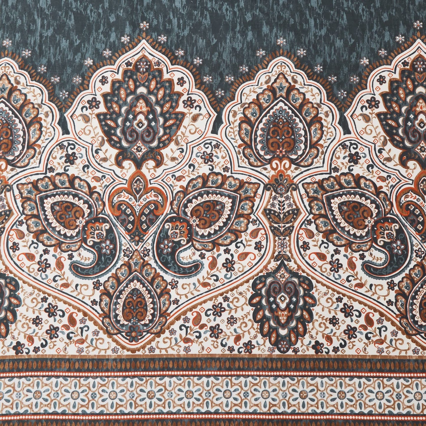 Tache Fitted Sheet Full Size Royal Rustic Paisley Mandala Lattice Floral Elegant Deep Dark Navy Teal Fitted Bed Sheet Only, Full